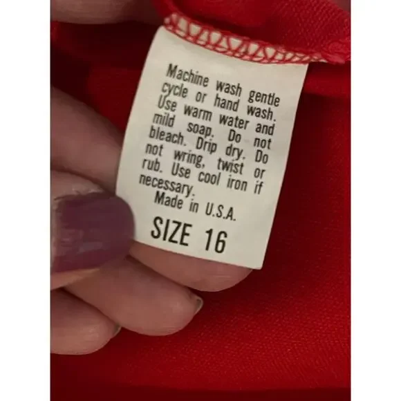 Vintage Womens Random Sportswear Size 16 Red 3/4 Sleeve Open Front Blazer Pocket - Picture 4 of 7